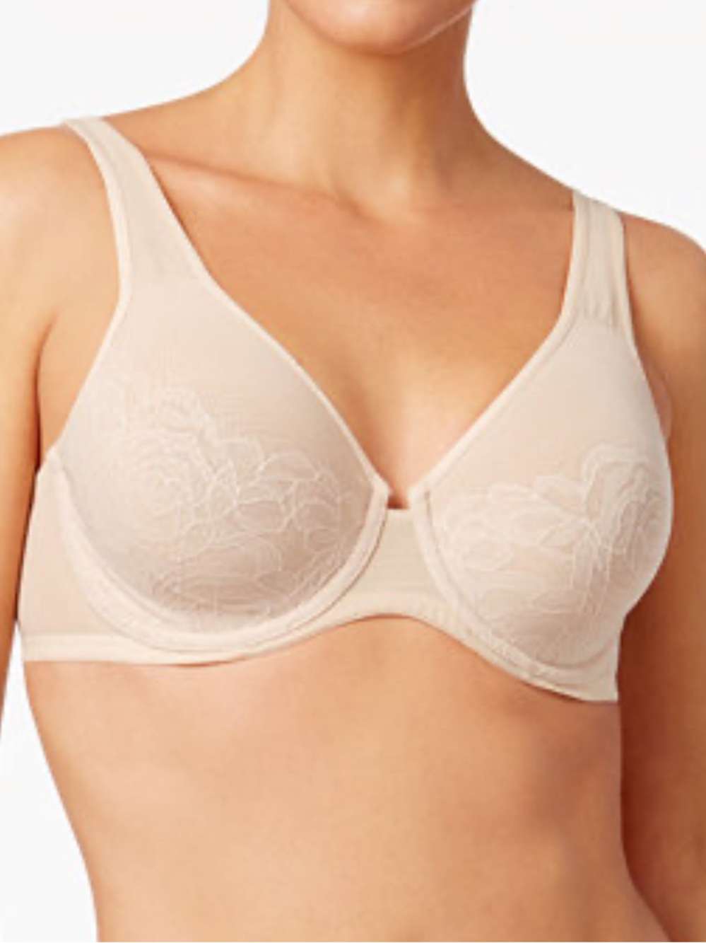 Stark Beauty Rose-Lace Molded Underwire Bra Sand Beige Size 42C